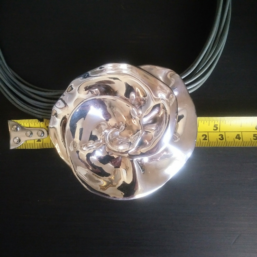 Sterling Silver Floral Pendant & Cord Necklace - Picture 7 of 11